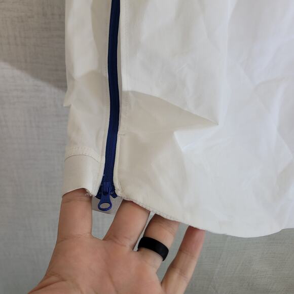 Nike Air Force Pullover Short Sleeve Training Jacket Mens Large White Blue Zip - Picture 4 of 9